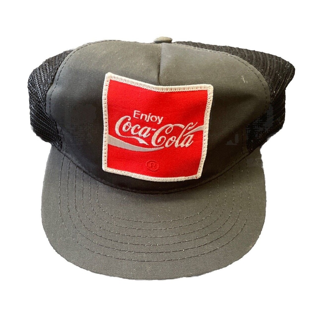 Coca-Cola‎ Trucker Hat Snapback Baseball Cap Black Big Patch